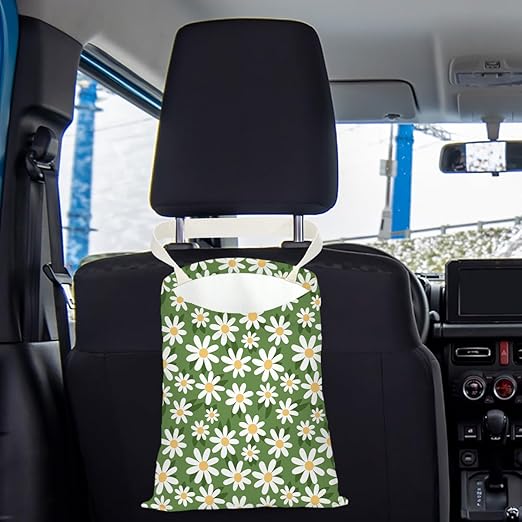 Pykfrhh Car Garbage Bag, Waterproof Car Back Seat Organizer With Hanging Trash Can for Travel, Camping and Vehicles - Flower Daisy Sunflower Rose Decor