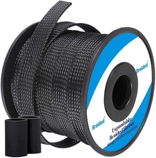 100ft - 1/8 Inch Cable Management Sleeve Protector,Wire Loom PET Expandable Wire Sleeving for Office TV Computer Home Theater Engine Bay Cord Organizer,Protect Cables from Pet Cat Dog Chewing,Black