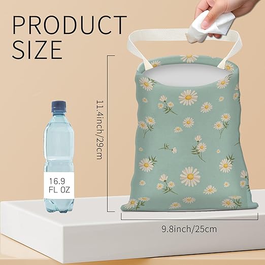 BEAKND Hanging Car Garbage Bag, Cute Car Trash Can Bag, Automotive Accessories for Women Men Cute Flower Pattern