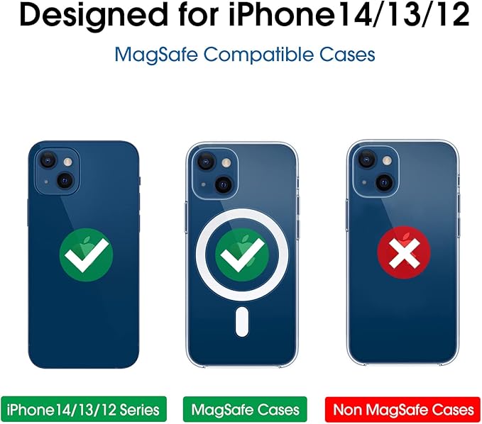 TechMatte Magnetic Vent Car Phone Mount Compatible with iPhone 14, 13, 12 Series, Pro, Pro Max, Mini, iPhone 14 Plus and MagSafe Case (Blue)