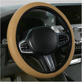 Car Steering Wheel Cover, 15 Inch Leather Soft Elastic Stretch Anti Slip Auto Steering Wheel Wrap Guard, Breathable Vehicle Interior Accessories, Universal for SUV RV Truck (Beige)