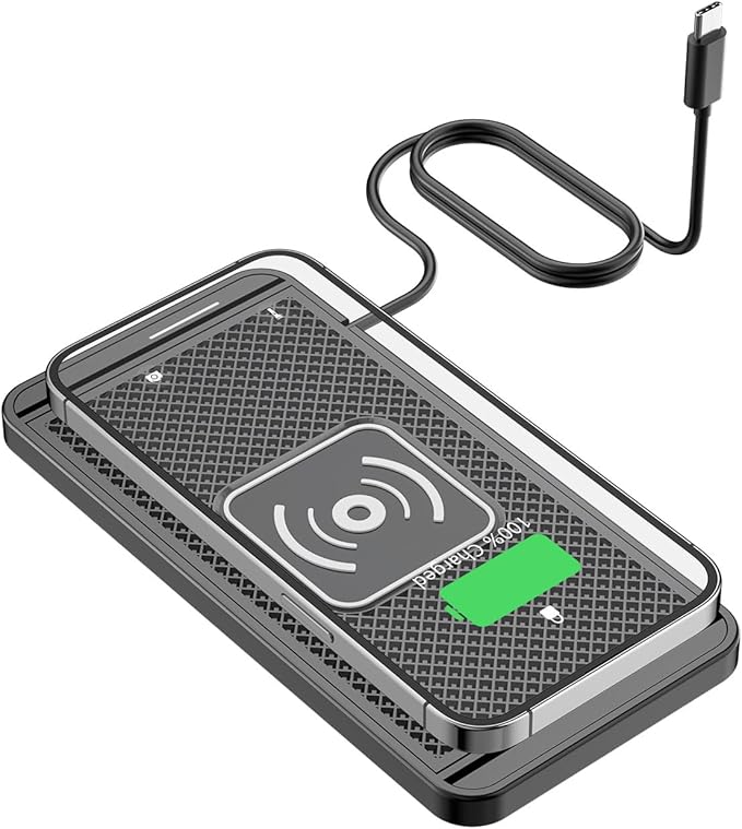 Wireless Charging Pad for Car for Lincoln Nautilus 2000-2020 2021 2022 2023-pr, 15W Fast Wireless Charger Mat Non-Slip Silicone Car Center Console Phone Charging Pad,A/15W-Type-c