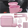 Car Trash Can with Lid, Hanging Leakproof Vehicle Garbage Bin, Auto Back Seat Organizer Dustbin with 2 Rolls of Trash Bags, Versatile Storage Accessory for Car Air Vent, Dashboard (Pink)