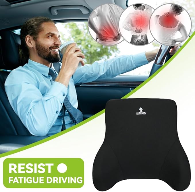 FAIZJUNBEN Lumbar Support Pillow, Memory Foam Cushion, Improve Posture and Relieve Low Back Pain, Lumbar Support for car Seats, Gaming Chairs, Office Chairs, wheelchairs