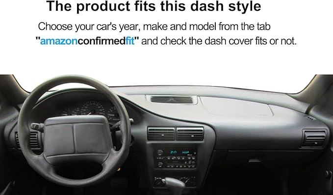 Dashboard Cover Dash Cover Mat Pad Carpet Custom Fit for Chevy Chevrolet Cavalier 1995-2005 (Black) Y46