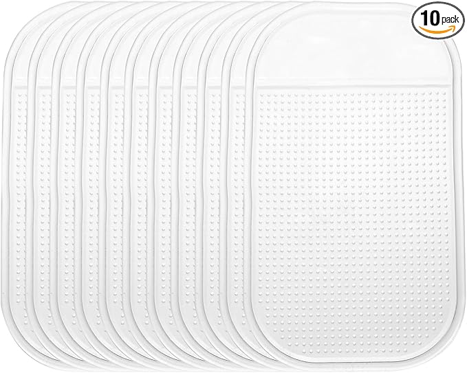HARFINGTON 10pcs Car Dashboard Anti-Slip Mat 5.5" x 3" Universal Sticky Dash Pad Washable Reusable Car Non-Slip Mats for Phone Keys Sunglasses Electronic Devices, Transparent