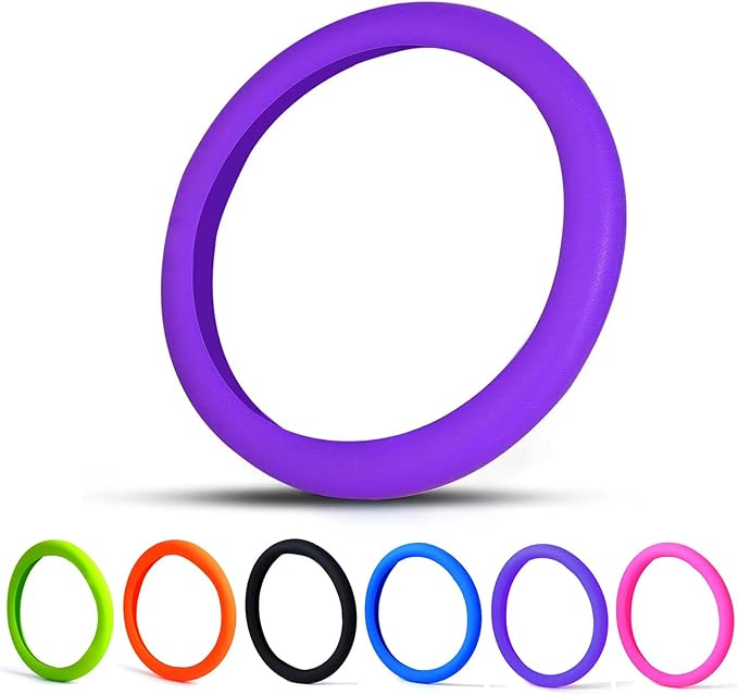30% Thicker Universal Stretchy Silicone Steering Wheel Cover for 14” 15” 16” Wheels - Anti-Slip Grip & Enhanced Control for Men & Women, All Weather Protection (Purple)