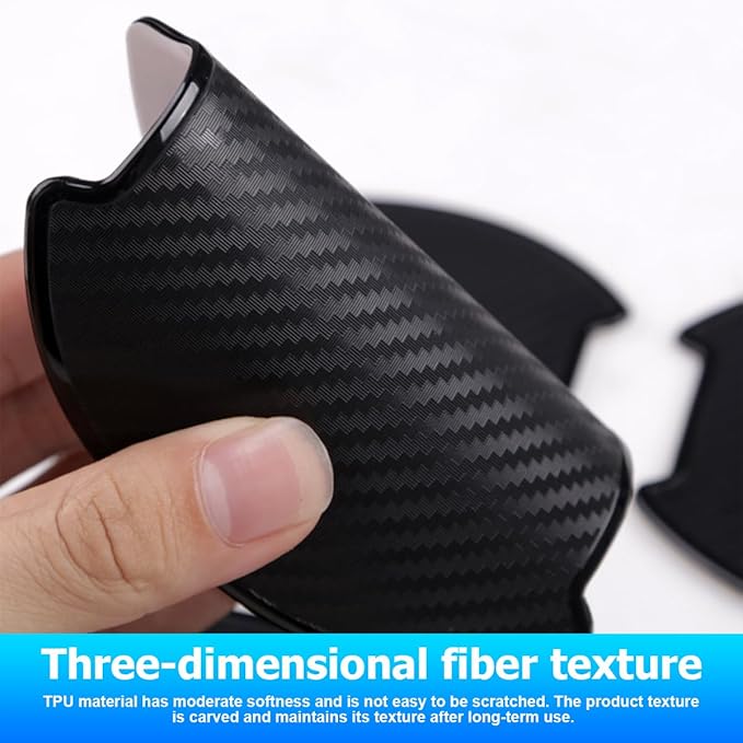 Mandark Car Door Handle Cup Scratch Protector, 4PCS 3D TPU Carbon Fiber Vehicle Door Bowl Sticker, Automotive Door Handle Paint Protective Film Cover Accessories, Universal for Most Cars (Small)