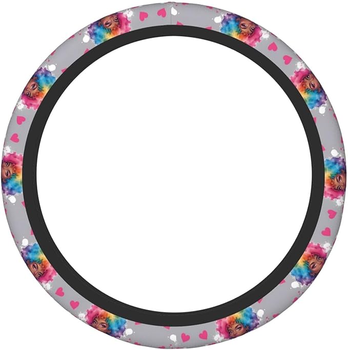 African America Black Neoprene Steering Wheel Covers Women Men Car Accessories, Universal 15 Inch Fit Auto, Suvs, Truck