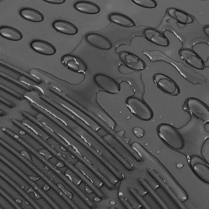 BDK 3-Piece Gray Rubber Floor Mats (Front + Rear), Heavy Duty Universal Fit Liners for Cars SUVs Trucks Vans, All Weather Protection Anti-Slip Nibs, Flexible Contours Fits Most Vehicles