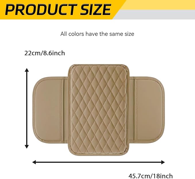 Car Center Console Armrest Cover with Storage Pockets, Universal Upgraded Microfiber Leather Center Console Organizer Protector for Most Cars SUVs Trucks Armrest Pad Interior Accessories (Beige)