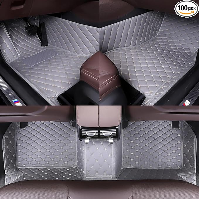 Customize All-Weather Protection Waterproof Leather Floor Mats for Cars, SUVs, and Trucks According to Automotive Model (Gray)
