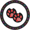 Paw Prints Steering Wheel Cover with 2 Car Coasters Non Slip Neoprene for Women Men Universal 15 Inch