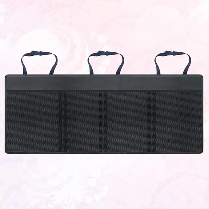 Healifty Backseat Organizer Car Storage Bag Multi Pocket Hanging Cargo Organizer for Emergency Gear Auto Supplies Outdoor Activities Straps Hook Loop Fastener Black