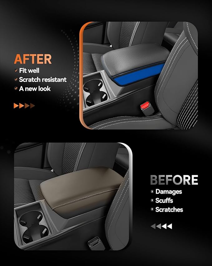 CDEFG for Mitsubishi Outlander 2022 2023 2024 2025 SE, Black Edition, SEL Car Armrest Cover, Center Console Protector Pad Arm Rest Box Cushion Mat Interior Accessories (Not for Outlander Sport)