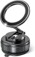 Car Phone Holder for Magsafe [78+LBS Strongest Suction & 2500gf Strongest Magnetic] 360° Adjustable Car Phone Mount.Portable Phone Holders for Car for iPhone 17，Black