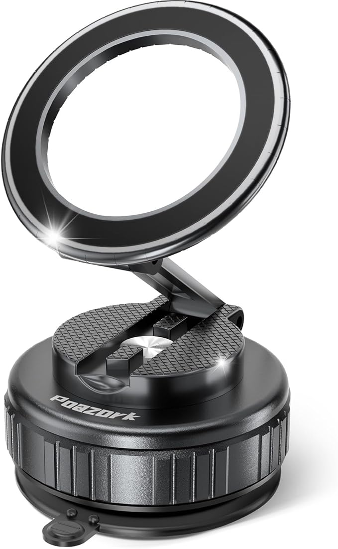 Car Phone Holder for Magsafe [78+LBS Strongest Suction & 2500gf Strongest Magnetic] 360° Adjustable Car Phone Mount.Portable Phone Holders for Car for iPhone 17，Black