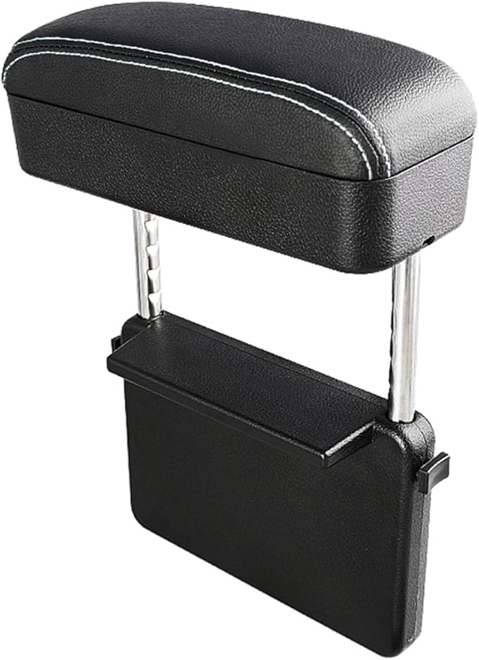 SKTU Auto Car Armrest Extender Support Elbow & Forearm Arm Wrist Rest Support Adjustable Height Comfort Pad Universal Fit for Most Car Models Center Console (White with Organizer)