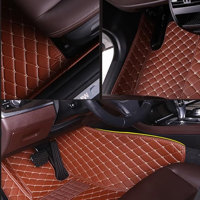 Customize All-Weather Protection Waterproof Leather Floor Mats for Cars, SUVs, and Trucks According to Automotive Model (Black White)