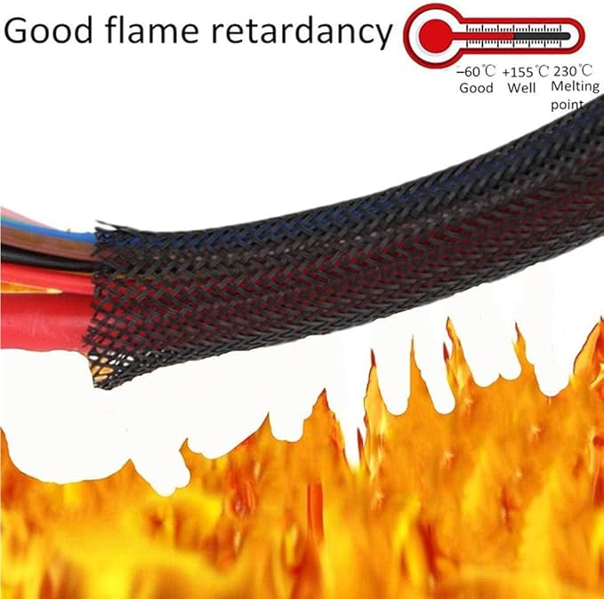 25ft - 1/2 Inch Cable Management Sleeve Protector,Wire Loom PET Expandable Wire Sleeving for Office TV Computer Home Theater Engine Bay Cord Organizer,Protect Cables from Pet Cat Dog Chewing,BlackRed
