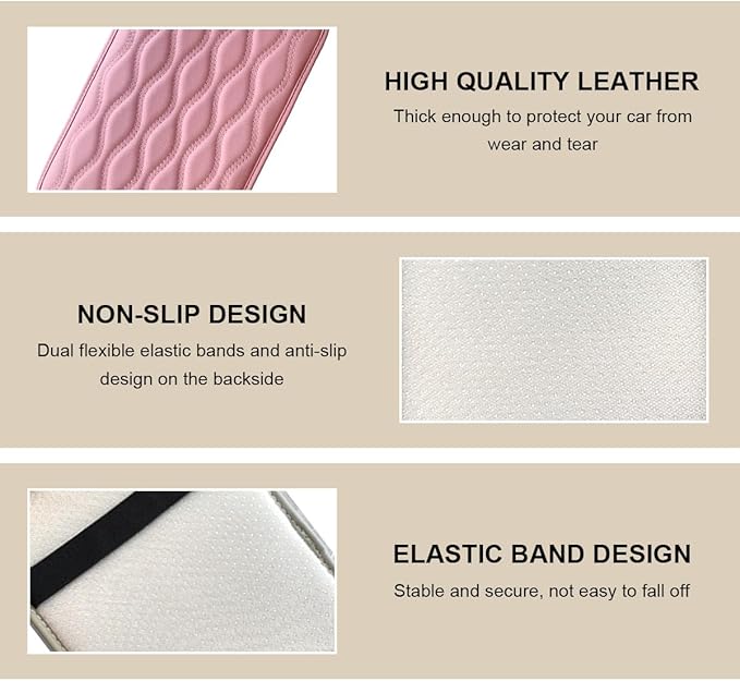 Car Center Console Pad, Waterproof Leather Armrest Seat Box Cover Protector, Non-Slip Middle Console Cushion Pad Interior Decor Fits Most Vehicles, Car Accessories (Pink)