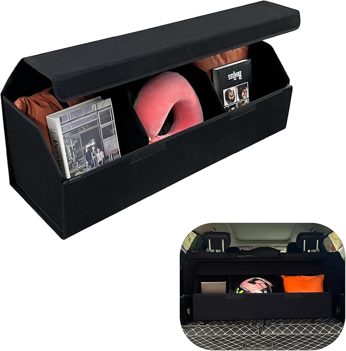 RAHALOY Collapsible Trunk Organizer for Cars, Custom Fit for Toyota Camry 2018-2025 Sedan, 30.7x11x11 Inches Foldable Car Storage Box with Suede Fabric, for Groceries, Sports, Travel & Emergency Kits