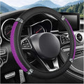 Bling Car Steering Wheel Cover, 15 Inch Elastic Stretch Crystal Rhinestone Vehicle Steering Wheel Protector, Anti-Slip Auto Interior Protective Cover, Universal for SUV RV Truck (Purple)