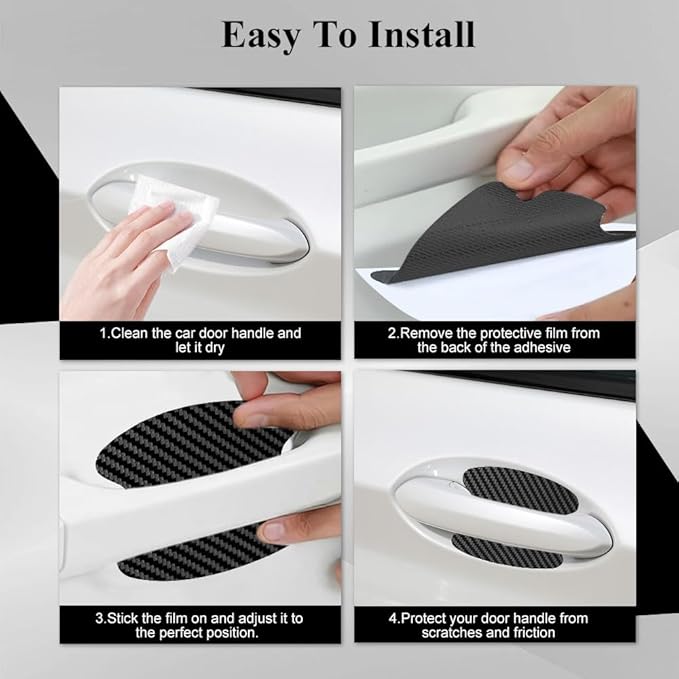 8PCS Car Door Handle Cup Scratch Protector, Car Door Handle Sticker, Scratch Auto Door Protective Film, Car Accessories Car Door Handle Protective Films Universal for Cars (Black, 8PCS)
