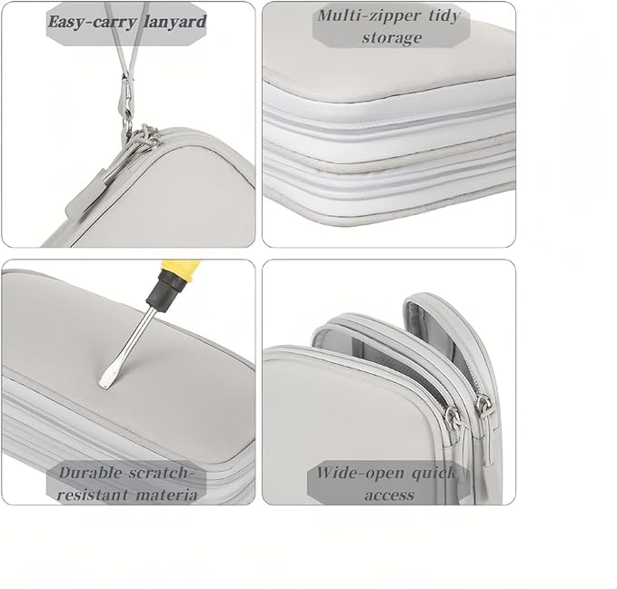 Portable Waterproof Double Layers All-in-One Storage Bag, Travel Cord Organizer，Electronics Accessories Organizer Pouch Bag for Accessories,Charger, USB Cable, Gadget (grey)