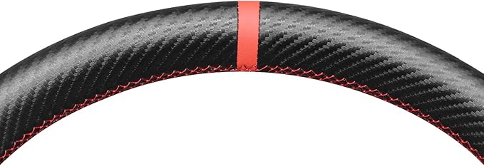 MEWANT Hand Stitch Steering Wheel Cover for Audi A6 2019-2022 A6 Allroad 2020-2022 A7 2019-2022 RS 6 Avant 2021-2022 RS 7 2021-2022 S6 2020-2022 Faux Leather PU Carbon Fiber DIY Interior Accessories