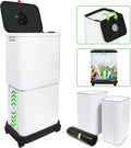 HI NINGER 3 Pack Kitchen Trash Can with Lid, 13 Gallon Trash Can for Home Office Bedroom Living Room Outdoor 45Liter Trash Bin,Comes with Two 2.2 Gallon Bathroom Trash cans with lids（with Garbage Bag