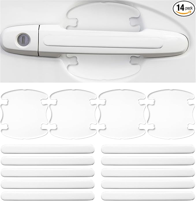 AHQiZFX 14PCS Car Door Handle Protector, Transparent Silicone Anti Scratch Guard Sticker, Universal Auto Doors Handles Paint Guard Cover, Doors Handles Cup Protective Film for Most Vehicles