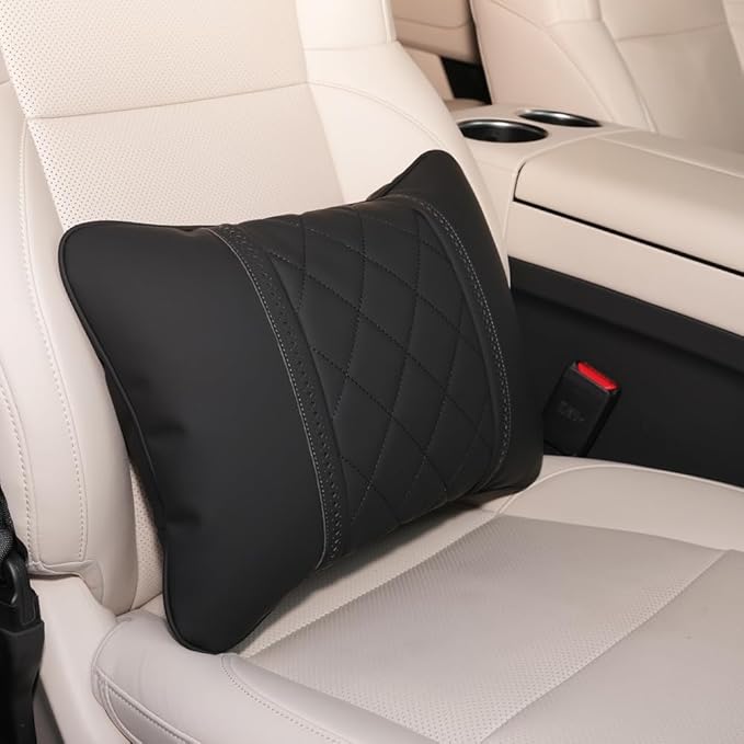 Car Pillows Napa Leather Car Seat Rest Cushion Car Lumbar Pillow for Mercedes Benz Maybach S-Class Lumbar Support Pillow car Accessories（Black）