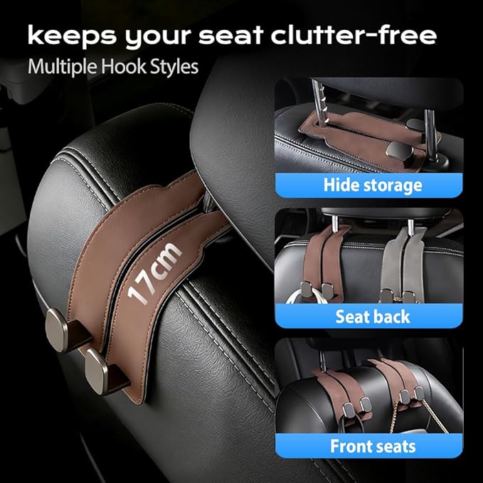 2026 Car Headrest Storage Hooks - Universal Backseat Hanger Organizer for Handbags & Grocery Bags (1, Grey)