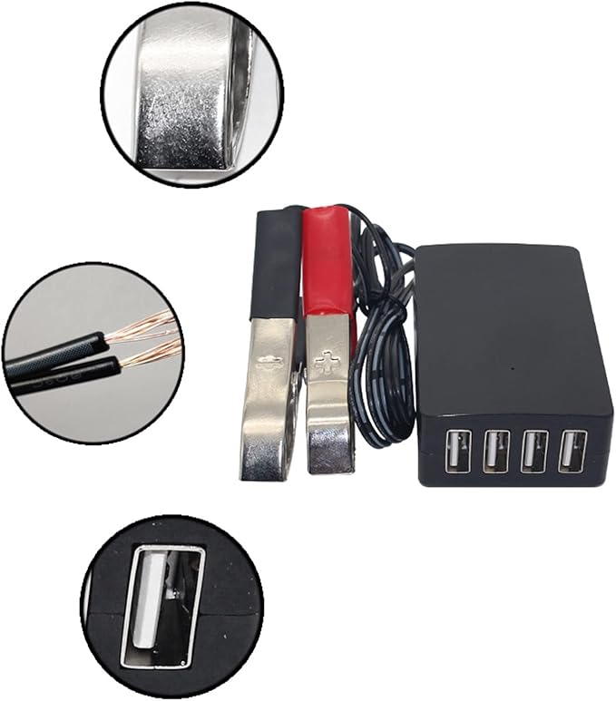 4USB Port Power Adapter with Clip 12V 24V to 5V 8A for Charging Cell Phone USB Power Efficiency USB Power Adapter Charger Car