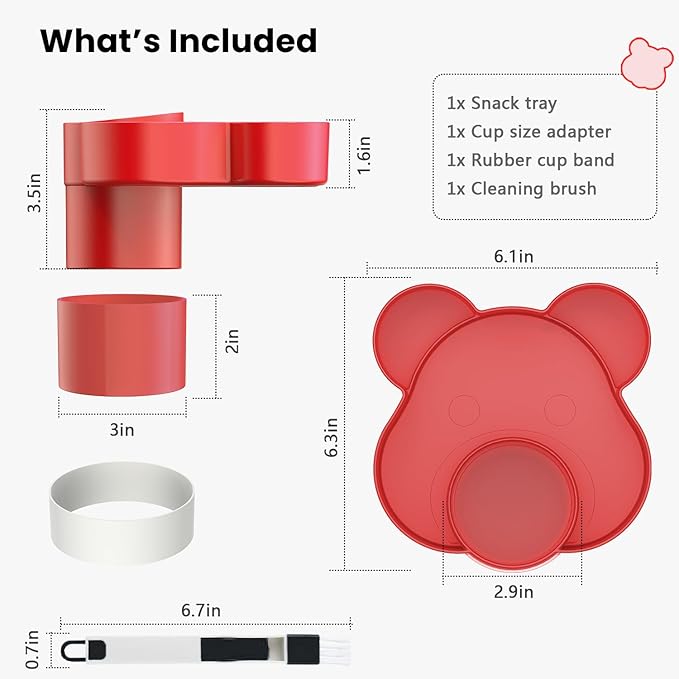 BlueOrigin Car Seat Snack Tray - Travel Tray for Kids Car Seat, Stroller, Booster and Anywhere with a Cup Holder, Toddler Road Trip Essentials Food Plate for Snacks, Toys, Entertainment (Red)