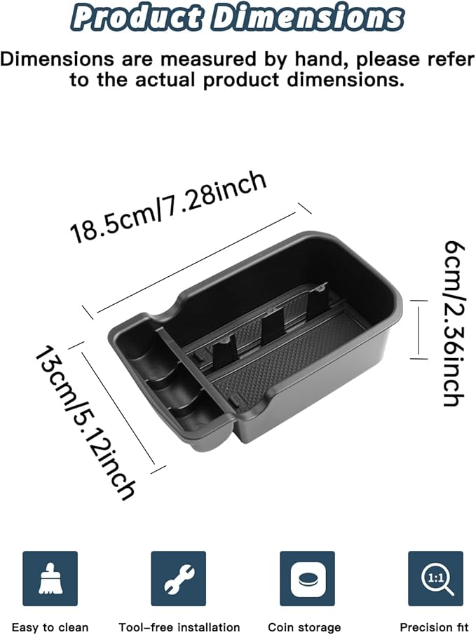 Ruiya 2017-2021 Compass Center Console Organizer for Jeep Compass Accessories ABS Material Armrest Console Glove Tray Compatible with 2017 2018 2019 2020 2021 Jeep Compass