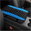 Car Center Console Cushion Pad, 12.6"×7.5" Waterproof Leather Armrest Seat Box Cover Protector, Soft Comfortable Anti-Scratch Arm Rest Console Pad for Most Cars Trucks SUVs (Black & Blue)