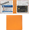 Ziciner Car Registration and Insurance Holder, 5.2"× 4.7" Premium Leather Auto Glove Box Organizer with Closure, Essential Car Document Holder for Card, Driver License (Orange)