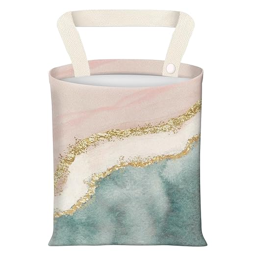 BEAKND Hanging Car Garbage Bag, Cute Car Trash Can Bag, Automotive Accessories for Women Men Luxury Pink Blue Marble