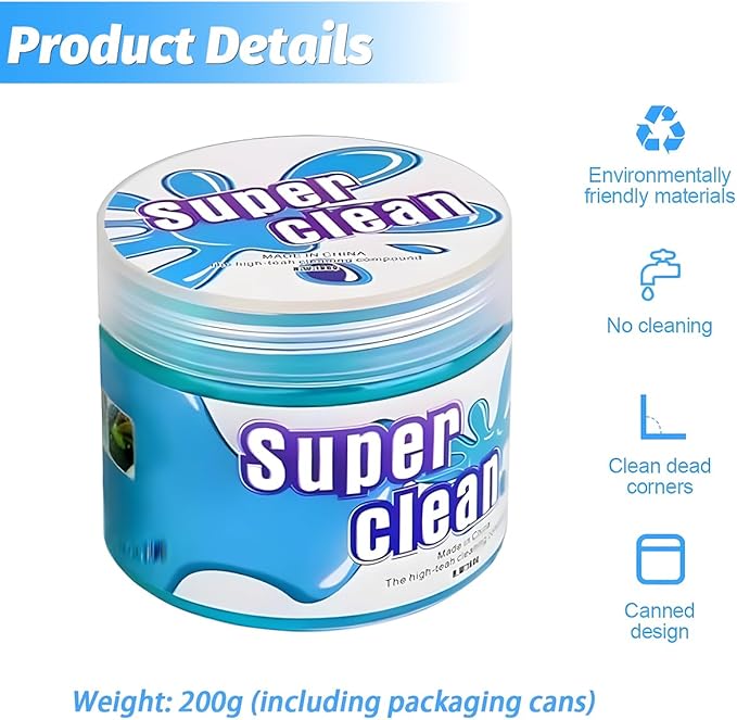 Moly Magnolia Cleaning Gel for Car, Universal Detailing Putty Gel Detail Tools Car Interior Cleaner, Removal Putty Keyboard Cleaner for Car Vents, PC, Laptops, Cameras (Blue)