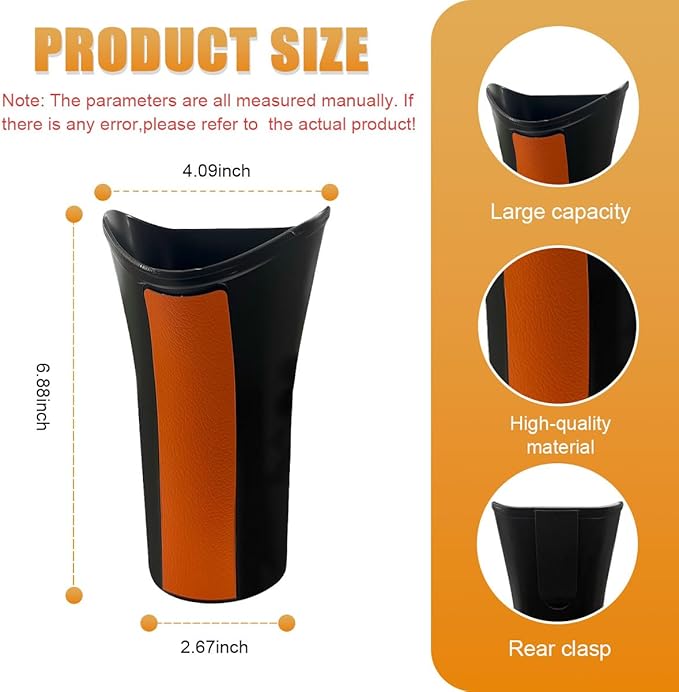 Car Umbrella Storage Bucket, Waterproof & Leakproof Auto Front Back Seat Door Umbrella Storage Hanging Holder, Portable Vehicle Center Console Armrest Trash Can for Home, Office(Orange)