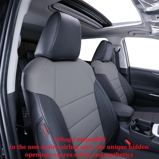 coverdream Corolla Cross Leather Seat Covers Custom Fit for 2023-2026 Toyota Corolla Cross Hybrid S,SE,XSE,Nightshade SUV,Fully Covered,Luxury Waterproof Car Seat Protector(Full Set,Black/Gray)