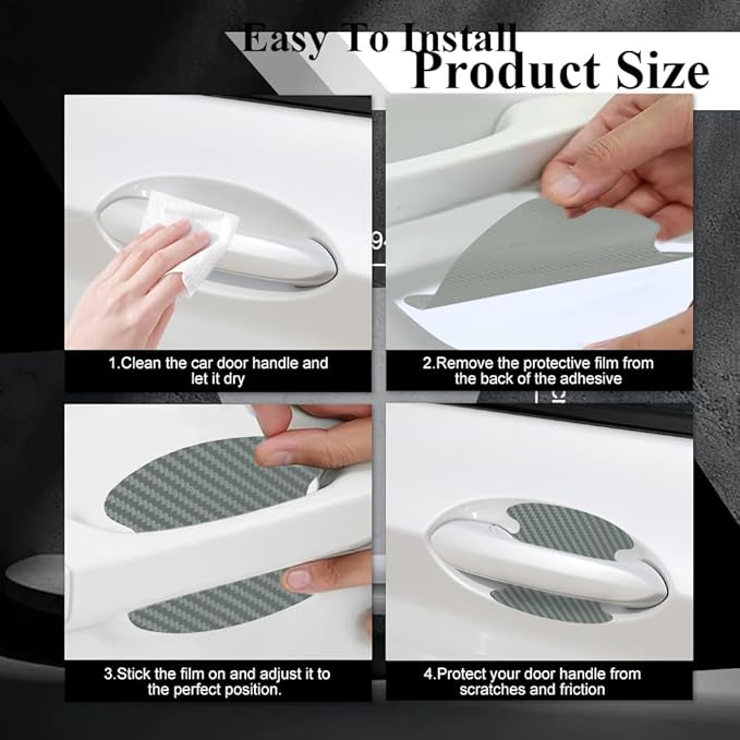 8PCS Car Door Handle Cup Scratch Protector, Car Door Handle Sticker, Scratch Auto Door Protective Film, Car Accessories Car Door Handle Protective Films Universal for Cars (Silver, 8PCS)