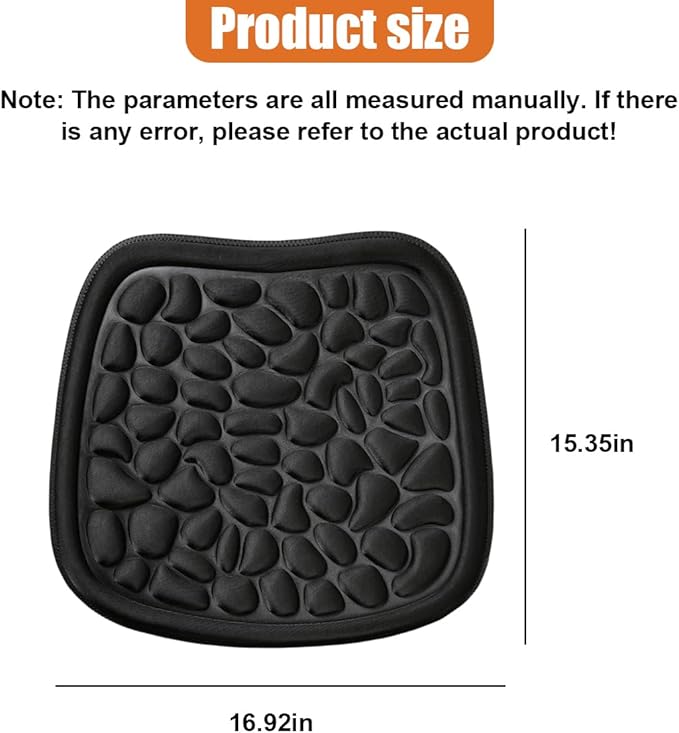 Car Seat Cover, Breathable Comfort Auto Seat Cushion Pad, All Seasons Non-Slip Car Front Driver Bottom Seat Protector, Universal Pressure Relief Accessory for Most Vehicle, Office (Black)