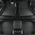 Customize Car Floor Mats for 99% Sedan SUV Sports Car All Weather Leather Full Coverage Waterproof Non-Slip Vehicle Lining Pads (Black Stripe)