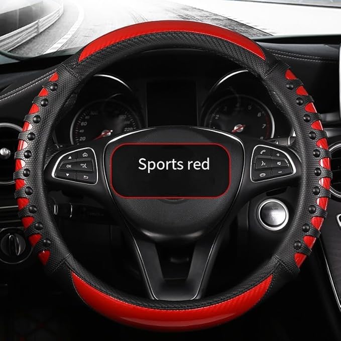 Steering Wheel Cover For Women And Men,Carbon Fiber Steering Wheel-Anti-Slip, Scratch-Resistant, Current Fit For 14–16 Inch Wheels Fit For Most Cars(38CM Brown)