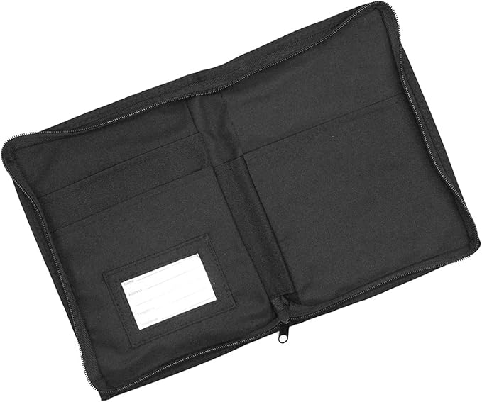 Glove Box Compartment Organizer, Car Registration and Insurance Holder, Oxford Cloth Multi-Pocket Portable Document Case with Smooth Zipper for Auto License Card (Black)