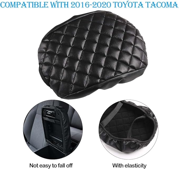 CHEAYAR Leather Car Auto Center Console Armrest Cushion for Toyota Tacoma Accessories 2016-2018 2019 2020 American Flag (Plaid-Leather)
