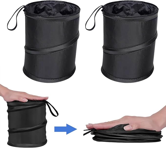 EMVANV 2 Pcs Car Trash Can,Mini Collapsible Pop-up Car Garbage Can Hanging Car Trash Bag Multipurpose Trash Bin for Car Truck and Minivan(Size:Black)